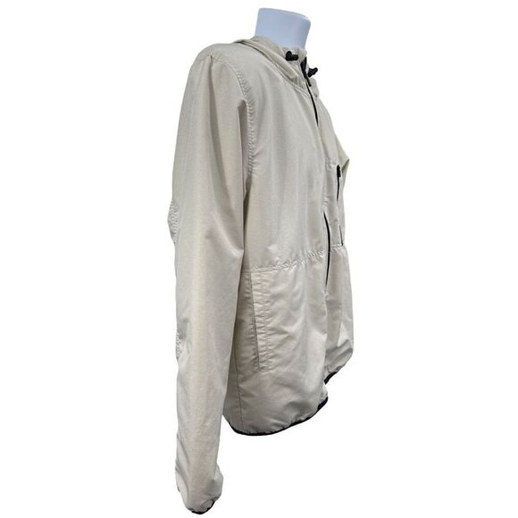 Hurley Men’s Hooded Windbreaker Jacket Beige Zip Front Size Medium M - Picture 6 of 11